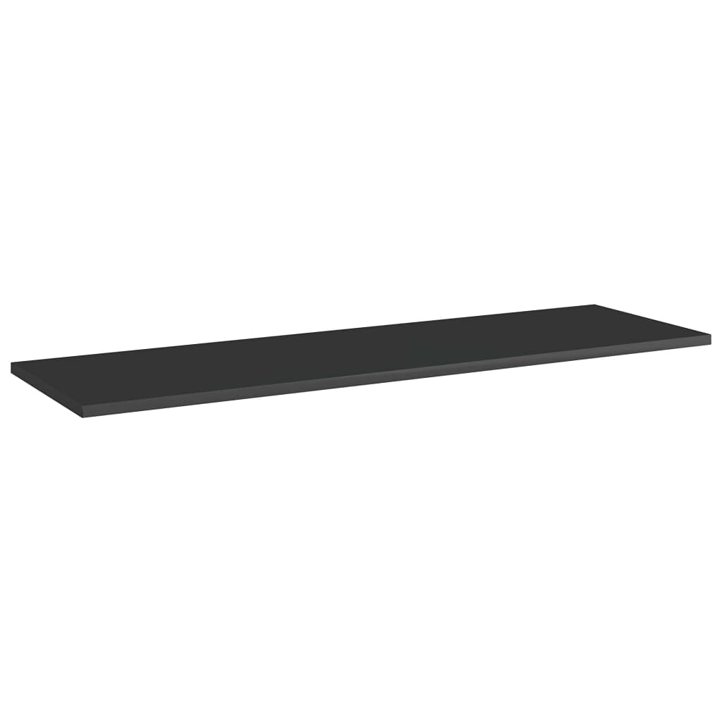 vidaXL High Gloss Black Shelf Boards for Bookshelf, 39.4x11.8x0.6, Set of 4, Engineered Wood Modern Style DIY Wall Mount Shelves