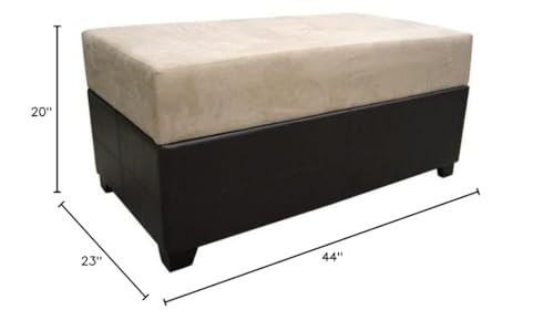 HomeRoots Microfiber/Wood/Leather Brown Six Piece Microfiber Storage Bench with Ottomans