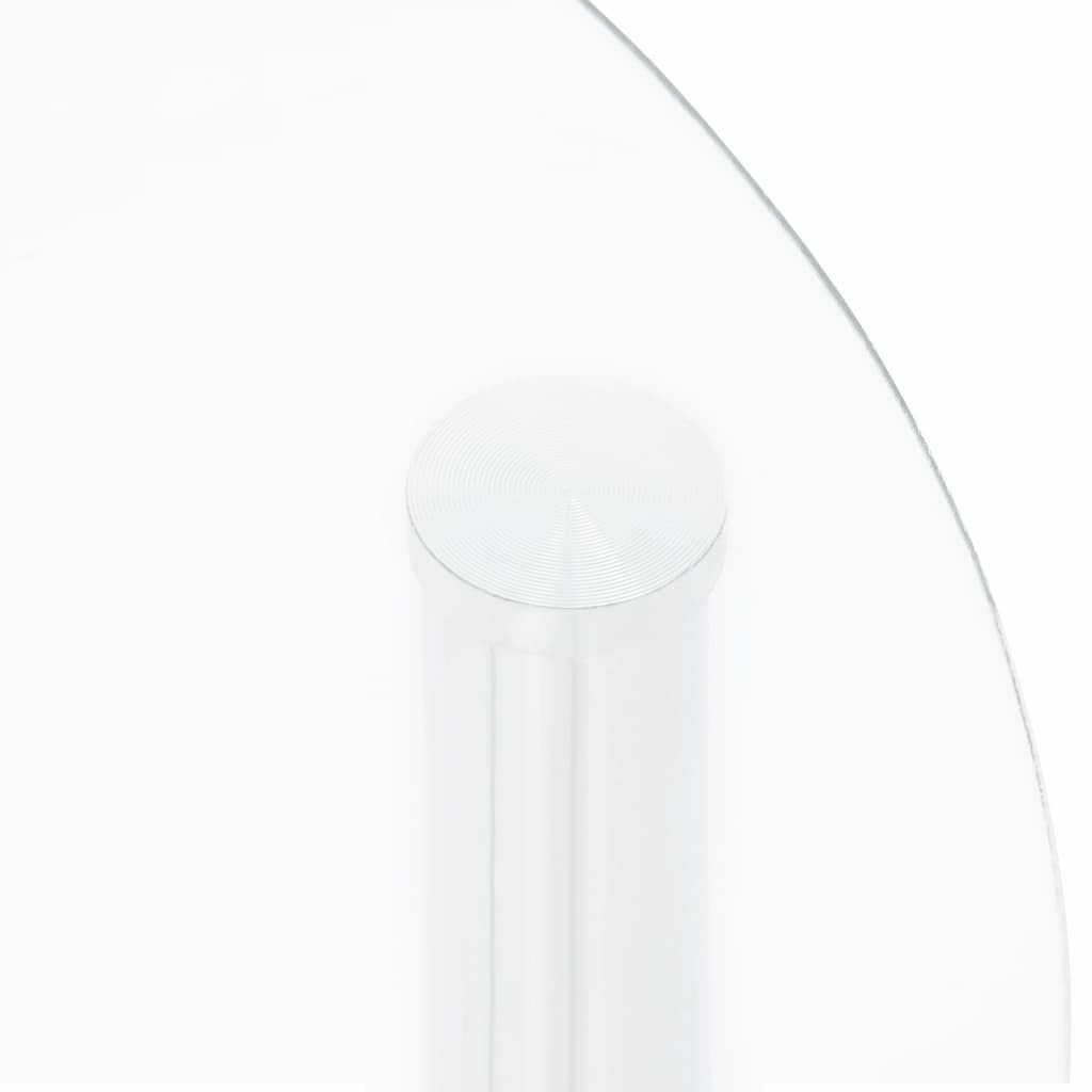 vidaXL Modern 2-Tier Side Table - Versatile and Compact - Transparent, Tempered Glass - Stainless Steel Frame - Round Design - 15".