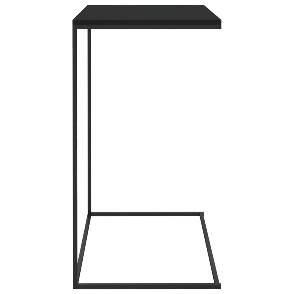 vidaXL Black C-Shaped Enginnered Wood and Iron Side Table for Home and Office, Easy Assembly