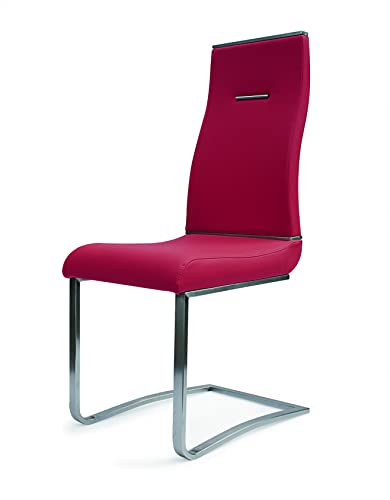 Neos Modern High Back Dining Chair, Set of 2 (Red/Silver)