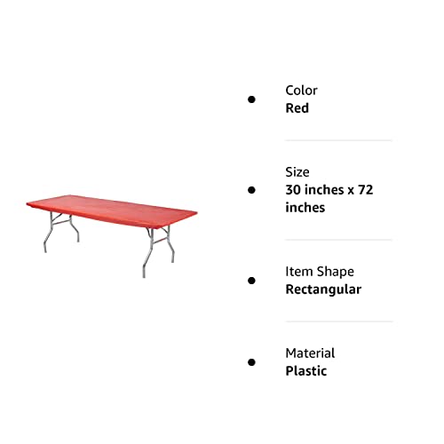 Kwik-Covers 6' Rectangle Plastic Table Covers 30' X 72', Bundle Of 5 (Red)