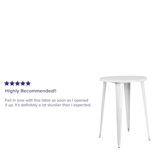 Flash Furniture Philip Commercial Grade 30" Round White Metal Indoor-Outdoor Bar Height Table