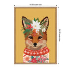 Sylvie Beaded Christmas Fox Framed Canvas by Mia Charro