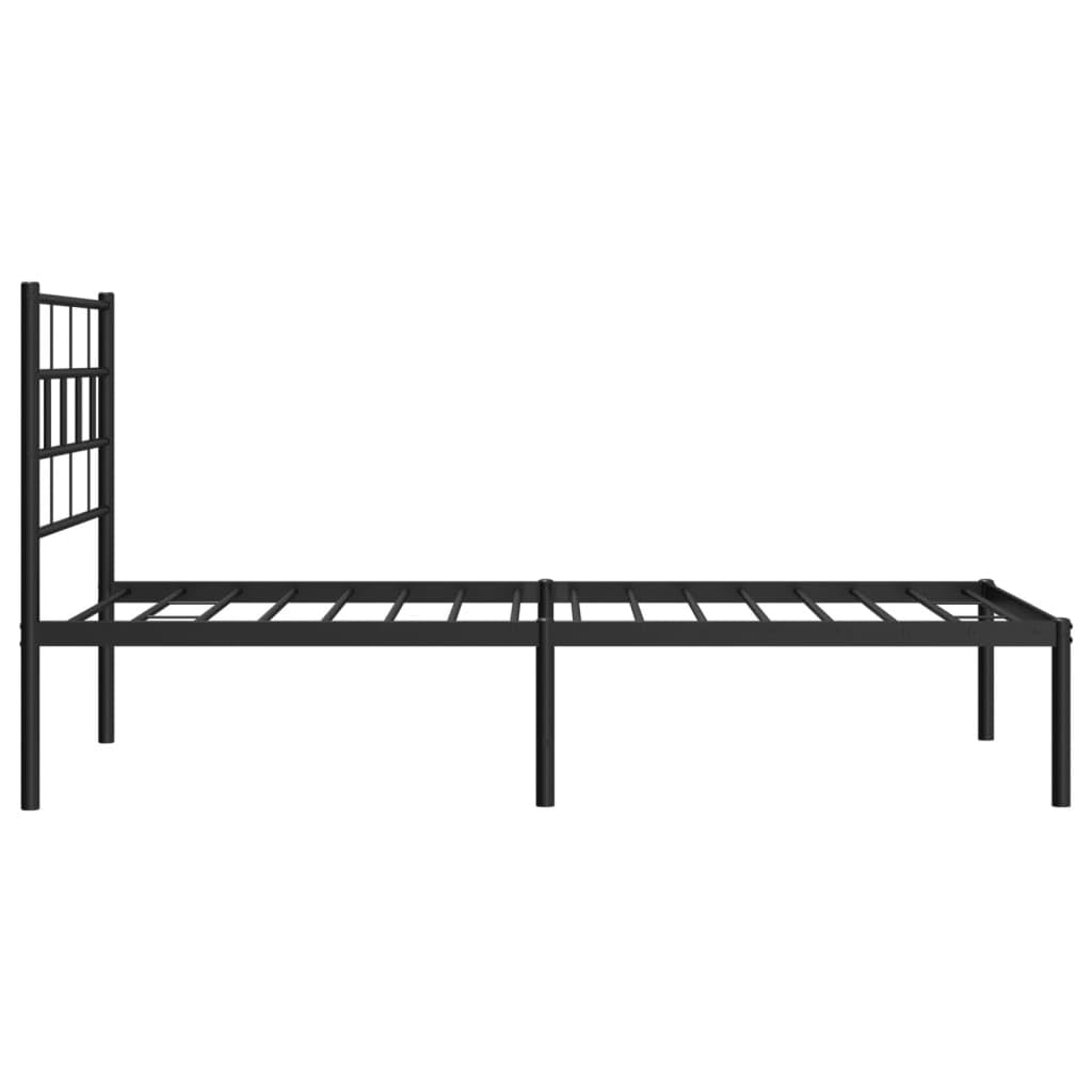 vidaXL 12-Inch Black Metal Twin XL Bed Frame with Headboard, Heavy-Duty Slats Support with Under-Bed Storage for Modern Bedroom, No Box Spring Needed & Easy Assembly, No Mattress