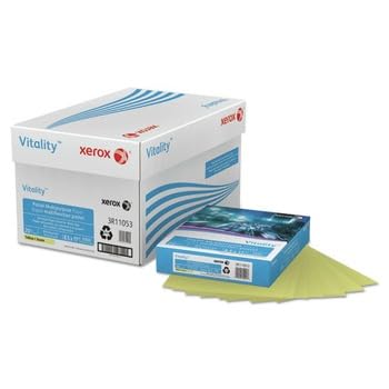 Xerox Vitality Pastel Color Multi-Use Printer & Copy Paper, 10 Reams, Yellow, Letter (8.5' X 11'), 5000 Sheets Per Cas