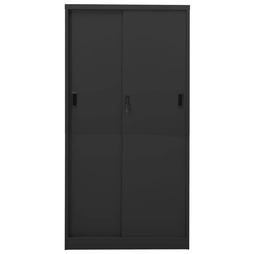 Furniking Office Cabinet With Sliding Door Anthracite 35.4&quot;X15.7&quot;X70.9&quot; Steel