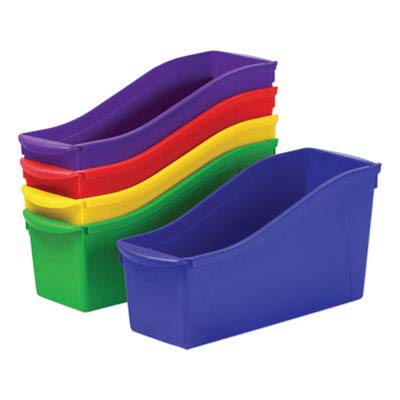 Storex Interlocking Book Bins, 4 3/4 X 12 5/8 X 7, 5 Color Set, Plastic