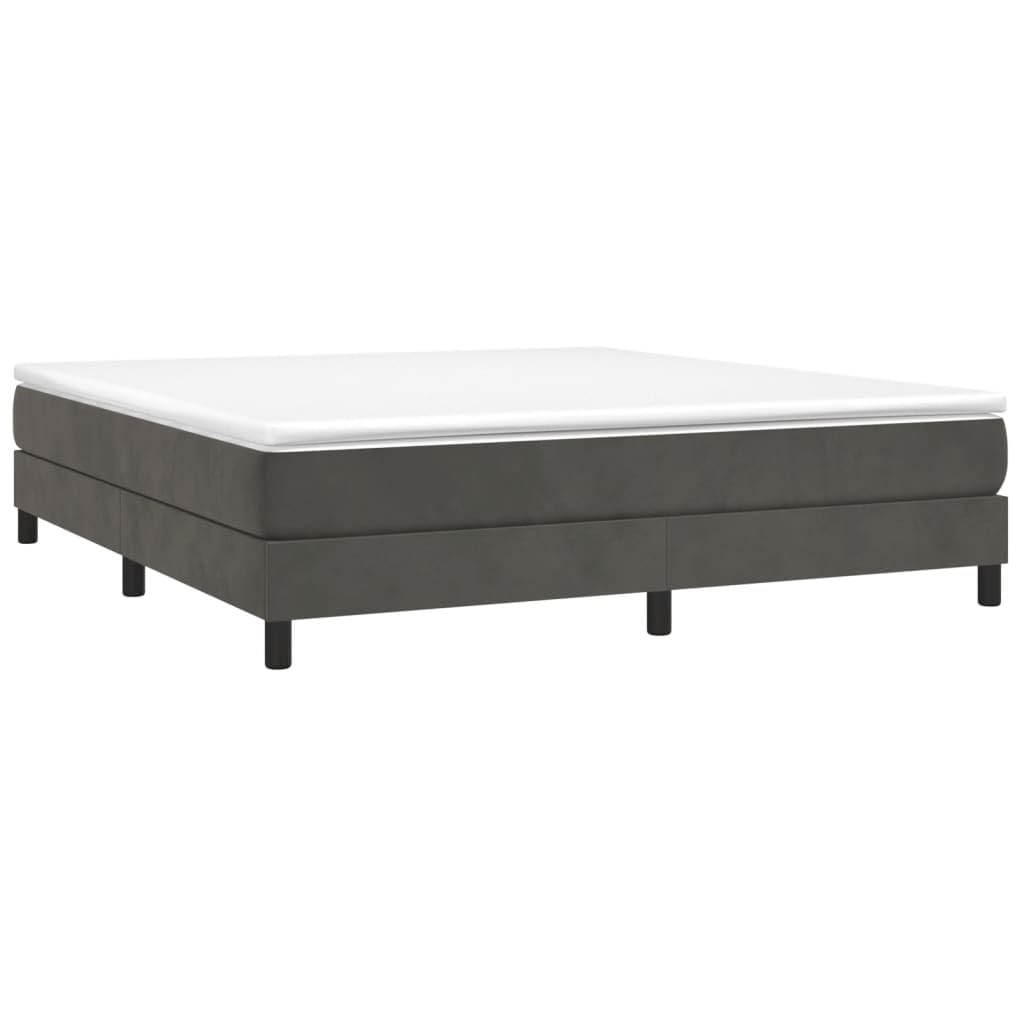 vidaXL Velvet Box Spring Bed Frame, King Sized, Dark Gray, 76&quot;x79.9&quot;, Engineered Wood, Easy Assembly, Comfortable & Durable