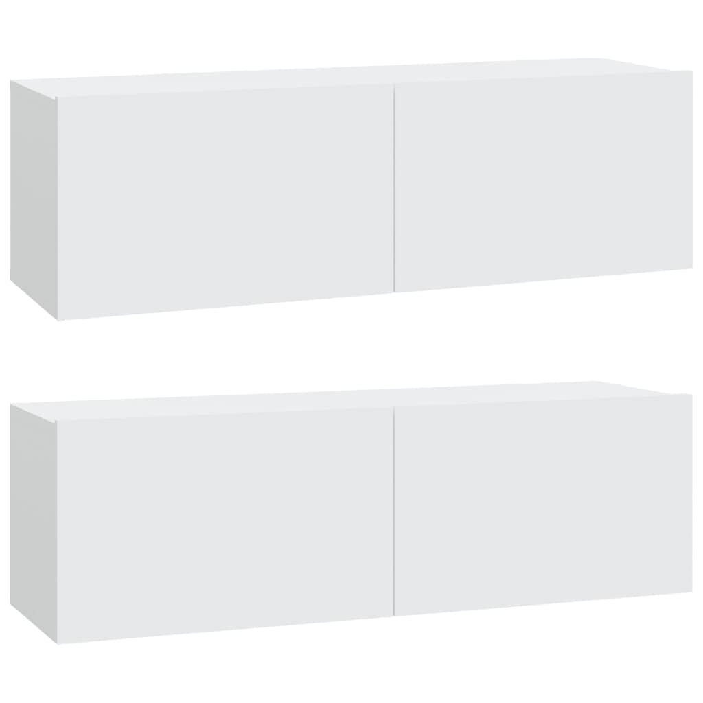 vidaXL TV Stand Set 6 Piece, Wall Mounted Entertainment Center, TV Stand Console with Storage, Modern Style, White Engineered Wood