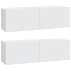 vidaXL TV Stand Set 6 Piece, Wall Mounted Entertainment Center, TV Stand Console with Storage, Modern Style, White Engineered Wood