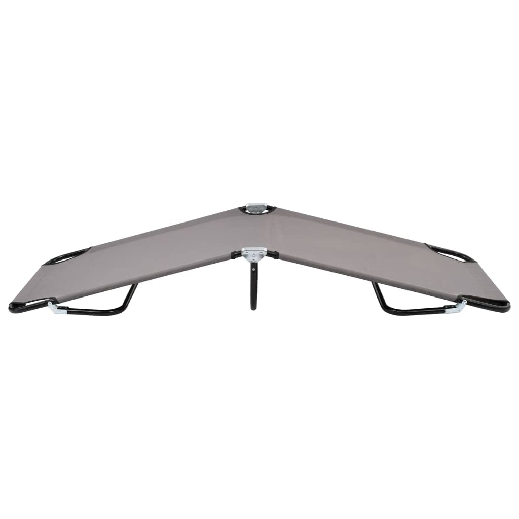 vidaXL Foldable Patio Camping Bed, Gray - Lightweight Outdoor Sun Lounger with Powder-Coated Steel Frame, 600D Polyester Fabric with PE Coating, Great Stability, Easy Storage and Transport, 264.6 ...