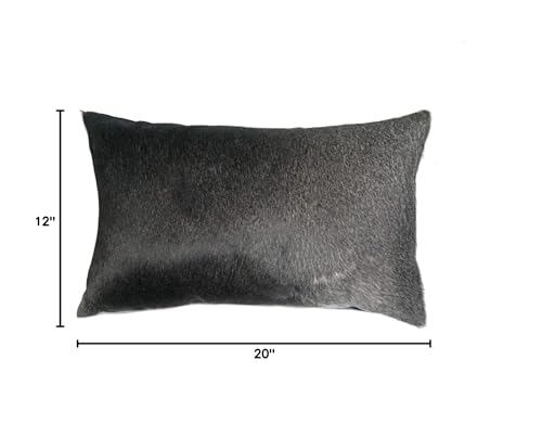 HomeRoots Decor 12' X 20' X 5' Gray and White Cowhide Pillow