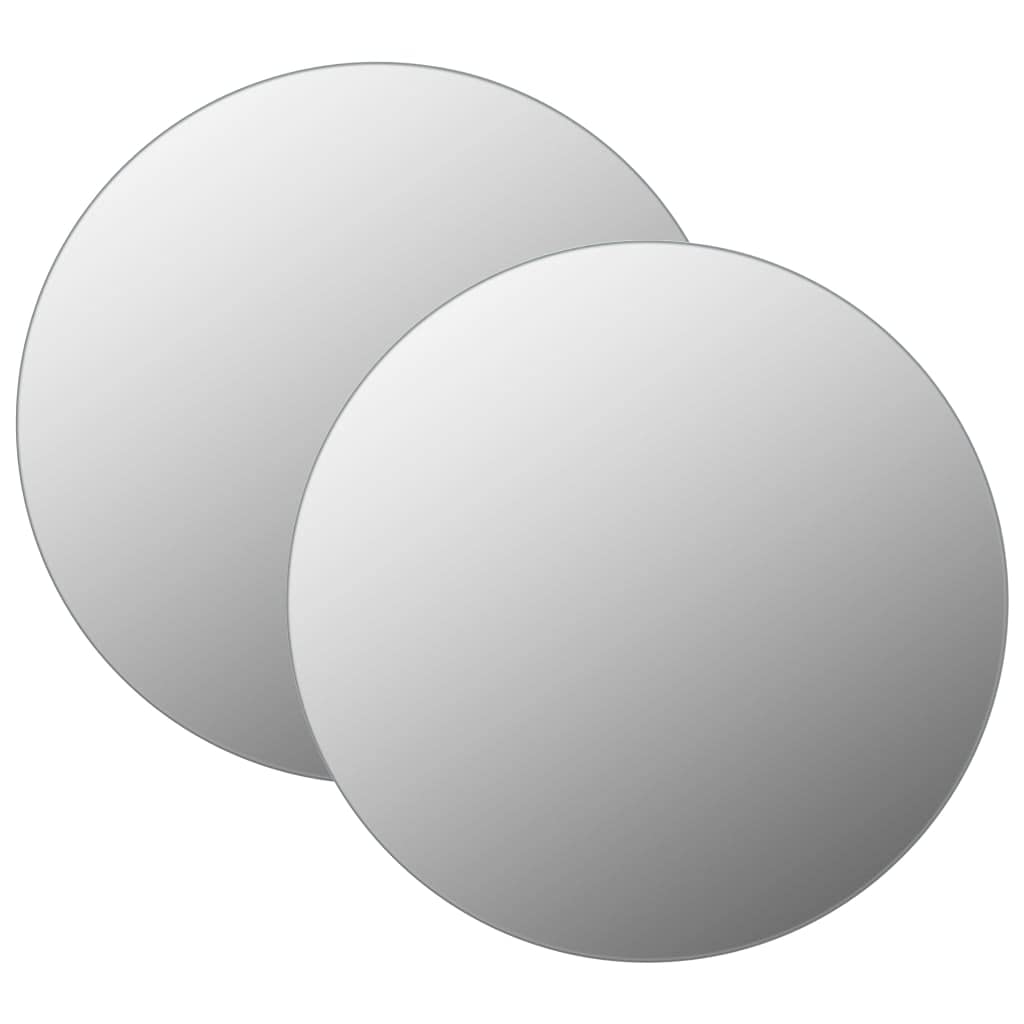 vidaXL Wall Mirrors – Set of 2, Round Glass Design, Diameter 27.6&quot;, Ideal for Bedrooms, Living Rooms, Dressing Rooms, Complete with Mounting Accessories.