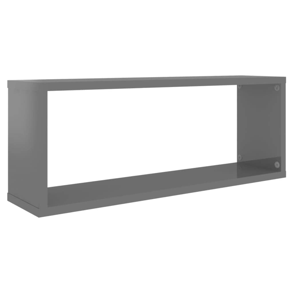 vidaXL Wall Cube Shelves 6 pcs High Gloss Gray 23.6&quot;x5.9&quot;x9.1&quot; Engineered Wood