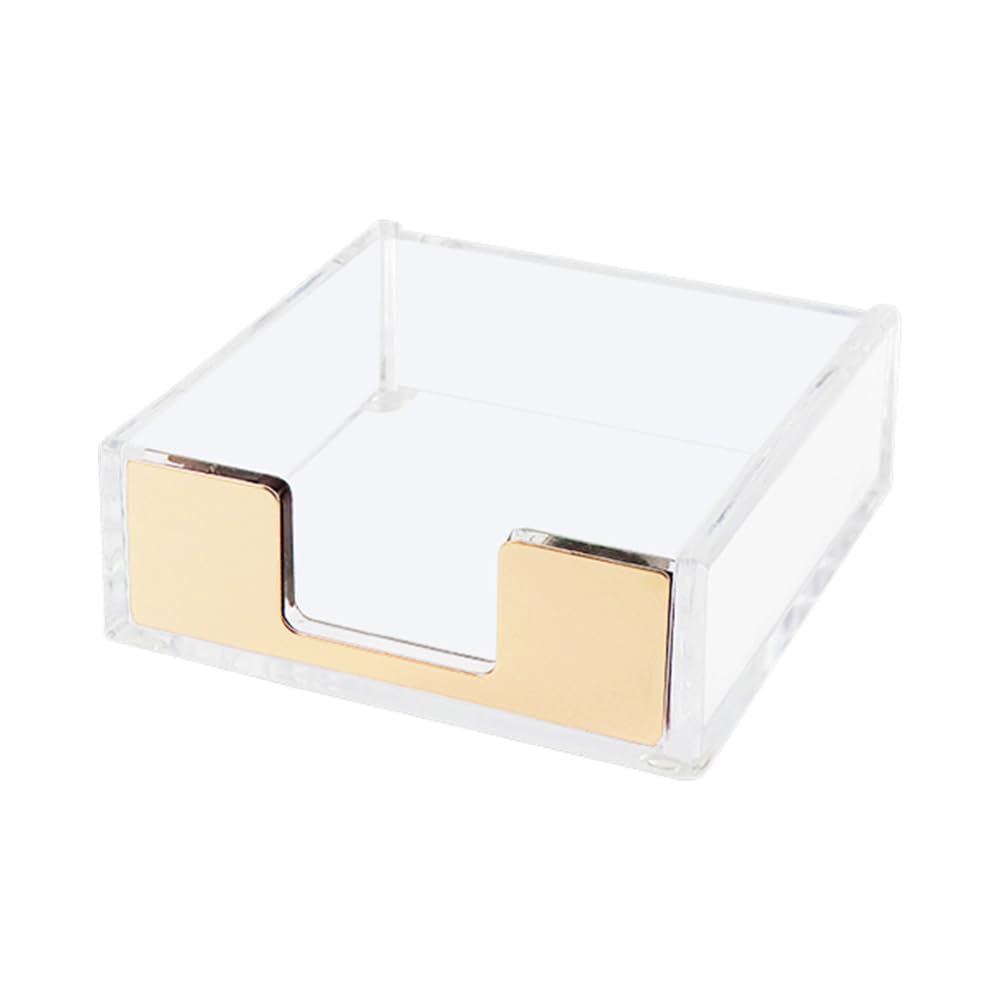 Natsumebasics Gold Sticky Note Holder Clear Acrylic Post A Note Dispenser Cute Desk Organizer For Office Home School Aesthetic A