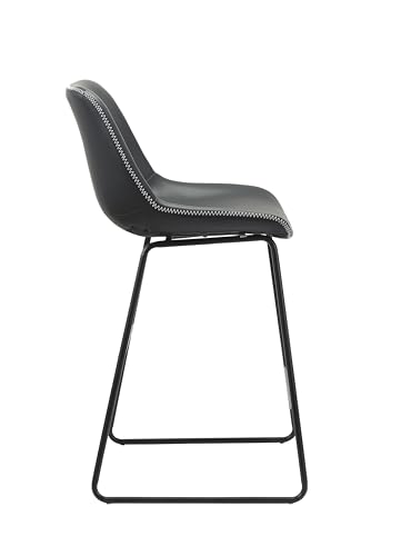Neos Modern Furniture Black PU 26''H Bar Stool with Metal Leg, Set of 2