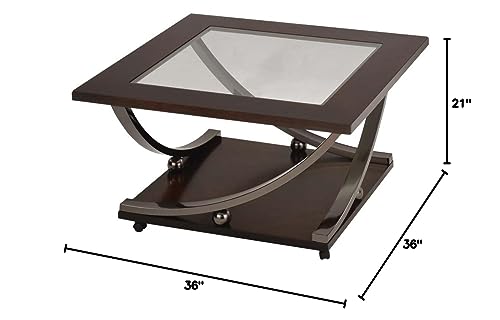 Acme Isiah Coffee Table in Black Nickel and Clear Glass