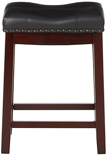 Angel Line Cambridge Padded Saddle Stool With Cushion, 24', Espresso/Black, Set Of 2