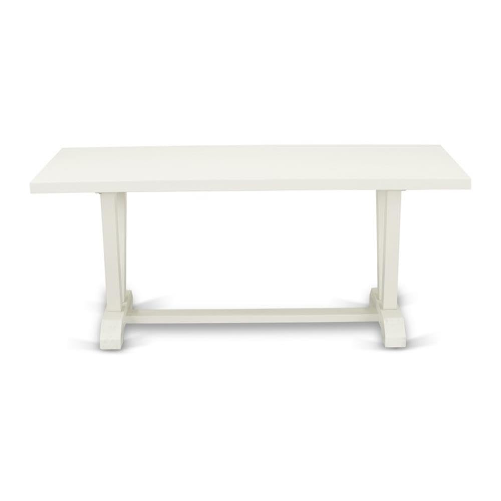 East West Furniture V-Style 40X72 In Dining Table With Wirebrushed Linen White Leg And Linen White Top Finish