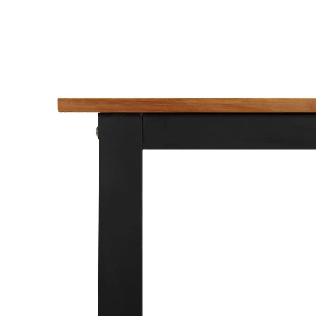 vidaXL Patio Table - Solid Acacia Wood - U-Shaped Metal Legs - Industrial Design - 70.9" x 35.4" - Ideal for Gardens, Patios, Decks, Porches - Outdoor Dining Table