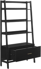 Crosley Furniture Landon Large Bookshelf Etagere, Bookcase Storage with Shelves and File Drawer, Matte Black