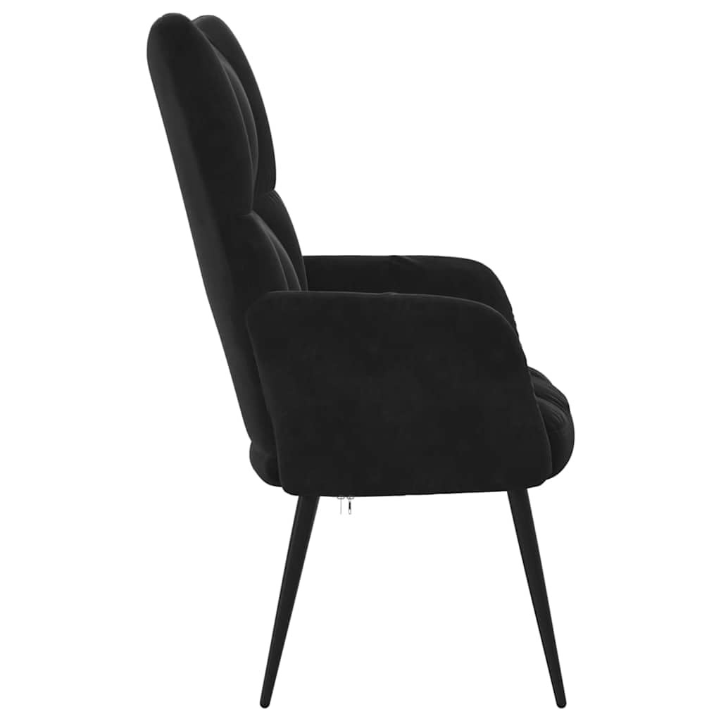 vidaXL Relaxing Chair in Black Velvet - Modern Design with Steel Frame and Thick Foam Padding, Perfect for Living Room or Office Use.