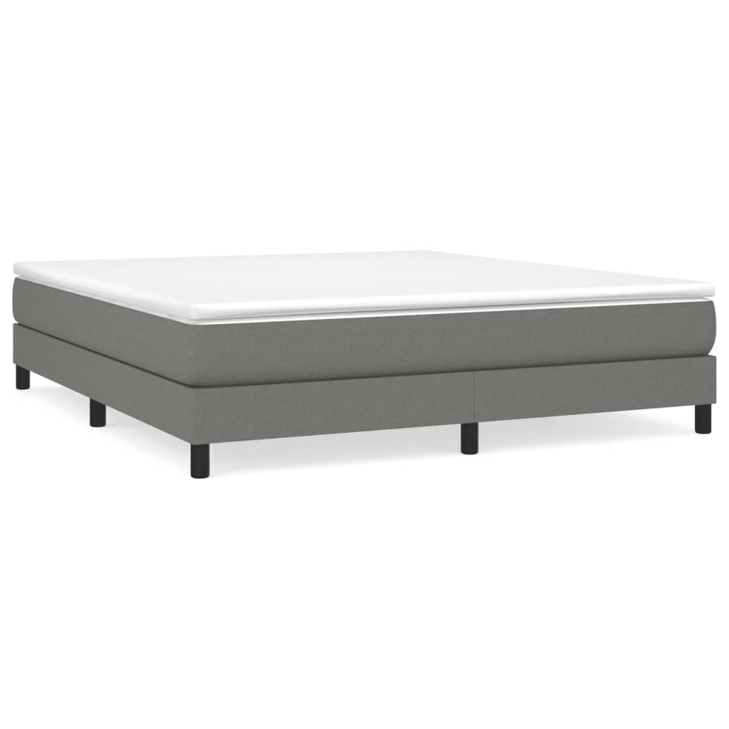 vidaXL Box Spring Bed Frame, King Size 76"x79.9", Dark Gray Polyester Fabric, Sturdy Plywood and Engineered Wood Construction