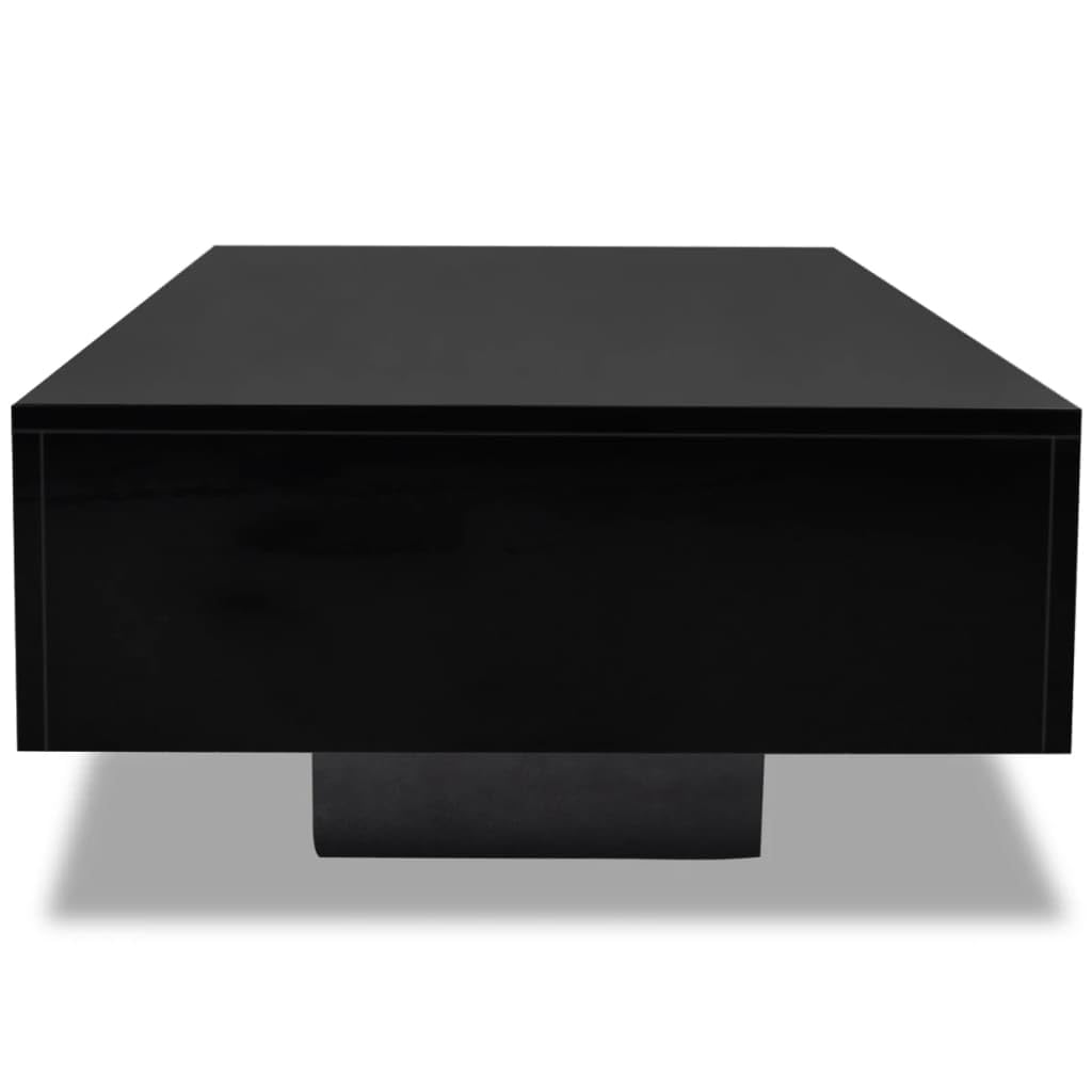 vidaXL Modern Black Coffee Table - Rectangular Design, High Gloss Finish, 33.5x21.7x12.2 for Living Room