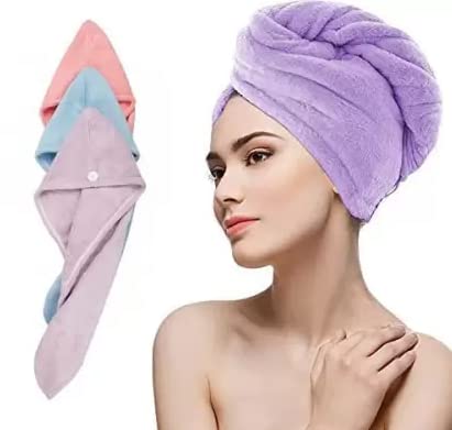 SIDDHI VINAYAK Creation Hair Towel Wrap Absorbent Towel HairDrying Bathrobe Magic Hair Warp Towel Super QuickDrying Microfiber