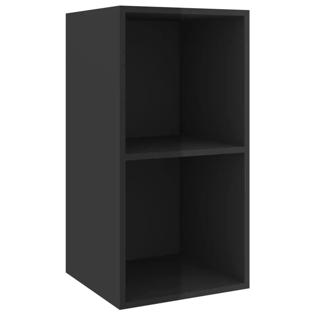 vidaXL Wall-mounted TV Cabinet High Gloss Black 14.6&quot;x14.6&quot;x28.3&quot; Chipboard