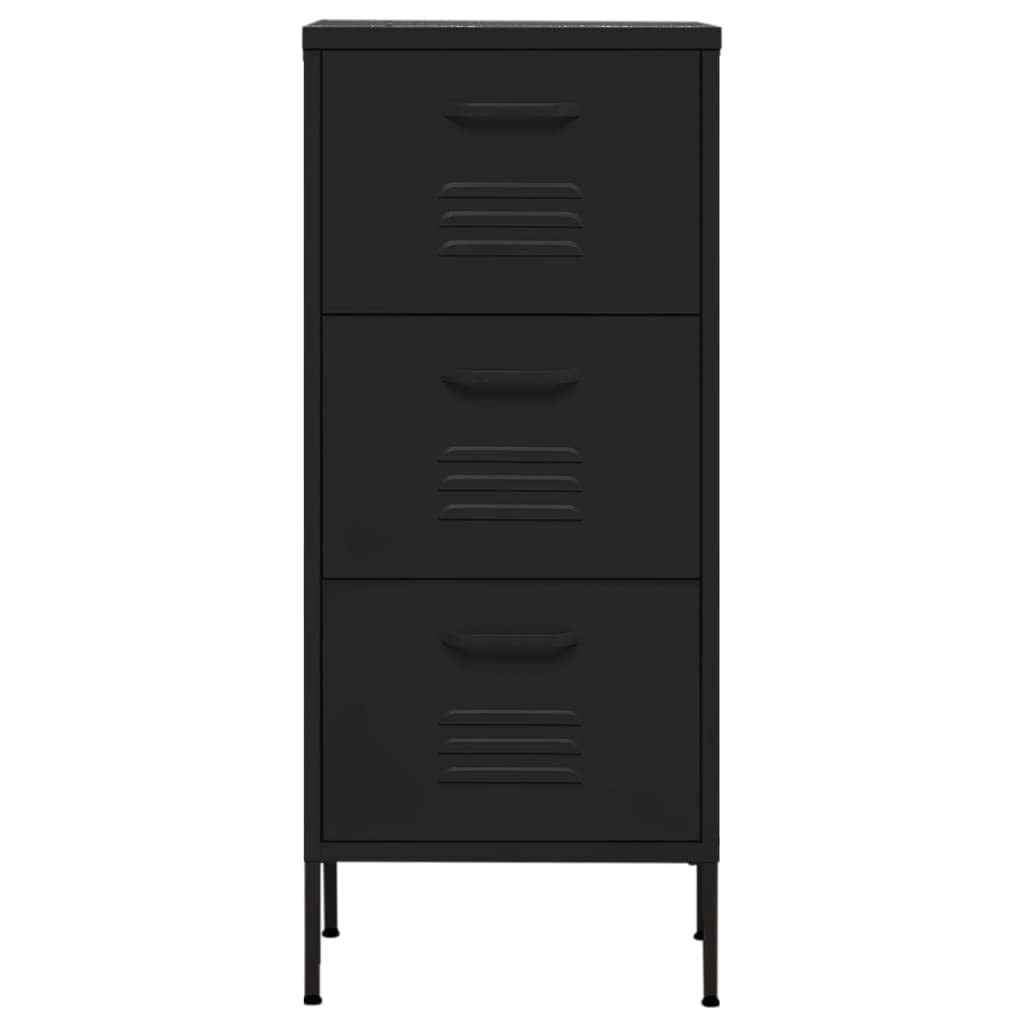 vidaXL Steel Storage Cabinet, Adjustable Height, Fully Extendable Drawers, Black, 16.7&quot;x13.8&quot;x40&quot;, Industrial Style, Heavy-Duty