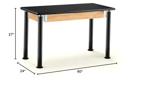 National Public Seating Oklahoma Sound Corporation Signature Height Adjustable Science Lab Table with HPL Top, 24&quot;x 60&quot; - Black, Perfect for School, Classroom and More