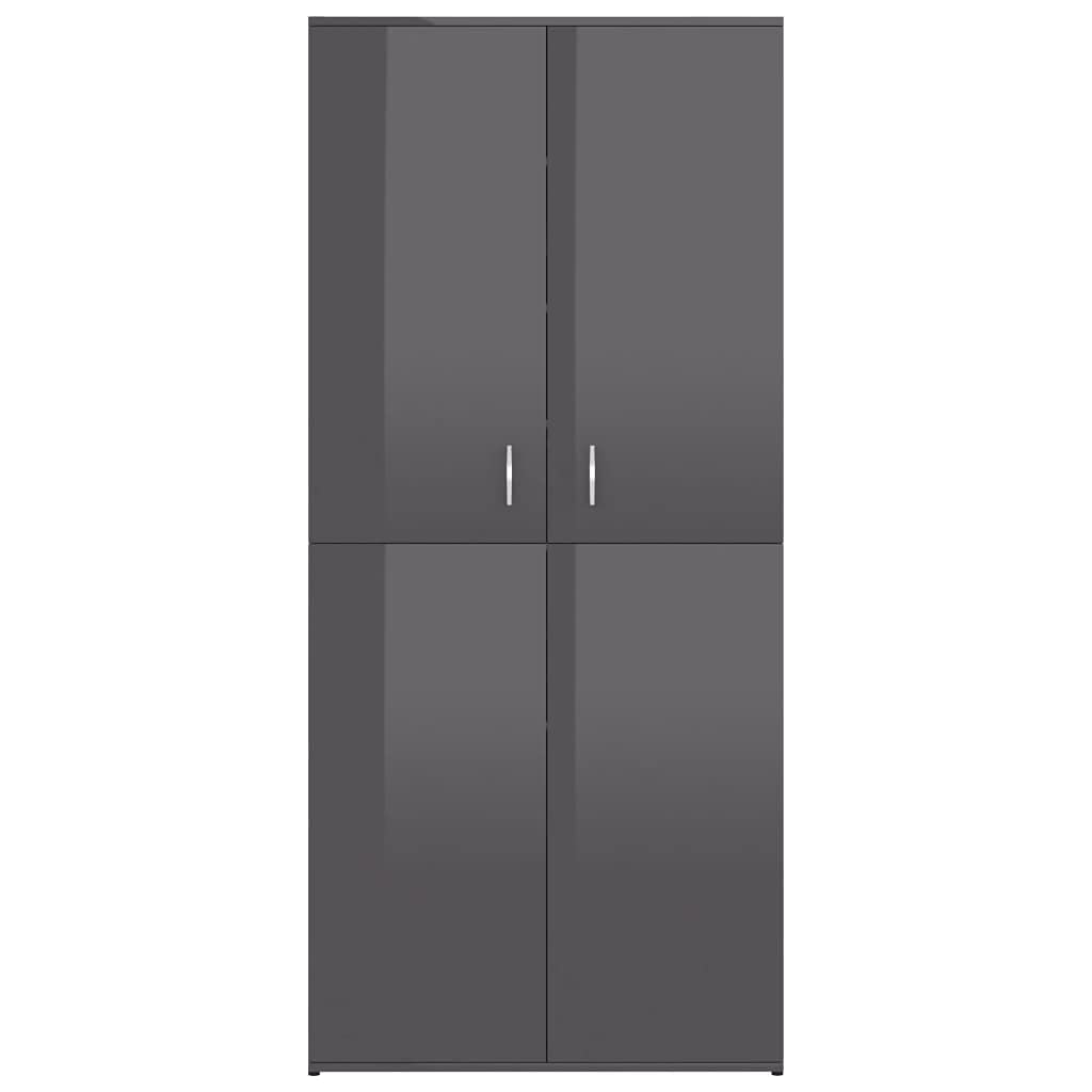 vidaXL Shoe Cabinet, 6-Tier Shoe Organizer with Doors, Hall Cabinet, Hidden Shoe Storage for Entryway Closet Bedroom, High Gloss Gray Engineered Wood