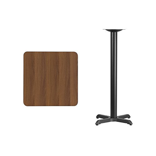 Flash Furniture 24'' Square Walnut Laminate Table Top With 22'' X 22'' Bar Height Table Base