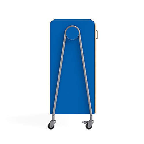 Safco Products Whiffle Typical 14, Double Column 12-Tote 4-Shelf Doored Rolling Storage Cart with Magnetic Dry-Erase Back, Electric Blue, 48&quot; H(Electric Blue)