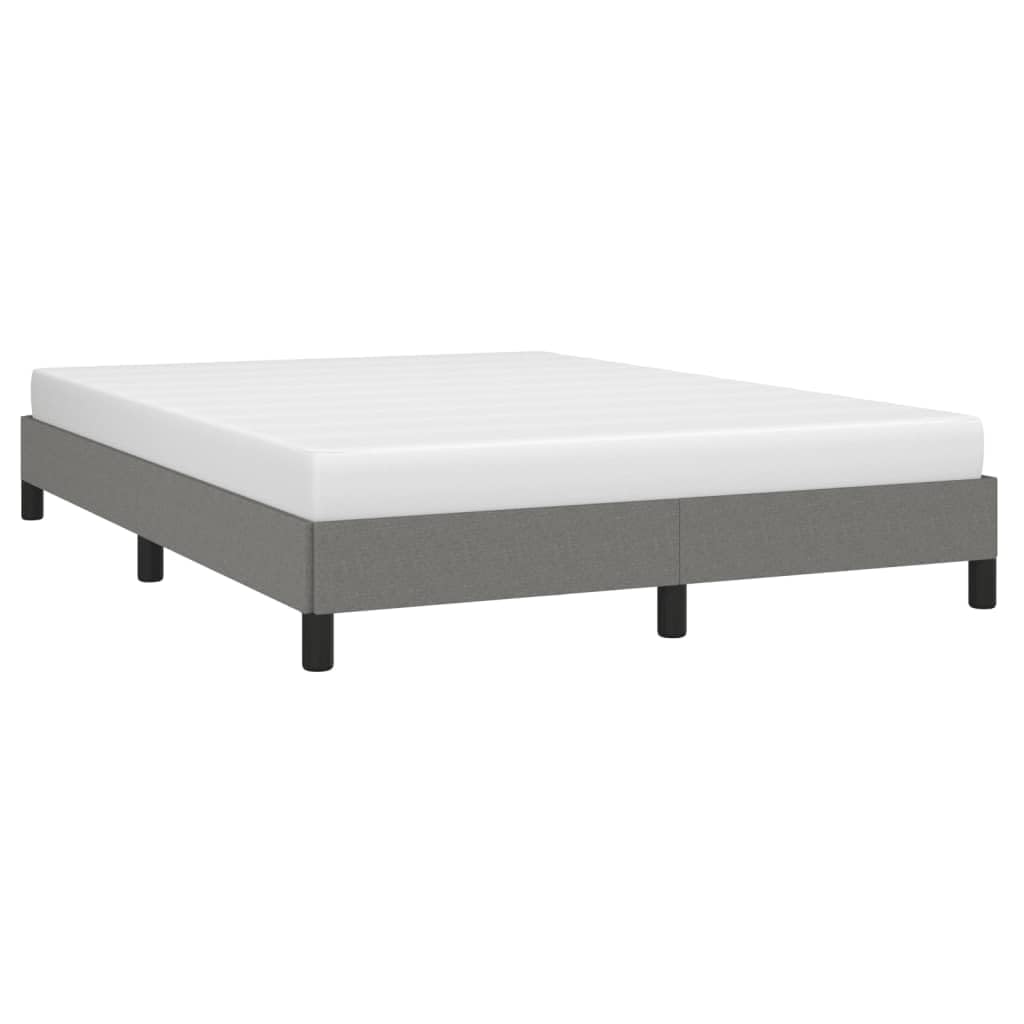 Vidaxl Full Fabric Bed Frame In Dark Gray - Polyester, Plywood And Engineered Wood, Suitable For 53.9&quot;X74.8&quot; Mattress, Safe And Comfortable For Sound Sleep