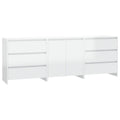 Vidaxl Sideboard 3 Piece Home Indoor Bedroom Living Room Highboard Buffet Side Storage Console Cabinet Furniture High Gloss White Engineered Wood