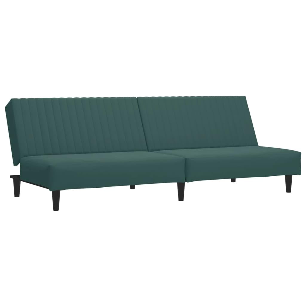 vidaXL 2-Piece Sofa Set - Dark Green Velvet Convertible Sofa Bed/Footstool for Living Room/Bedroom