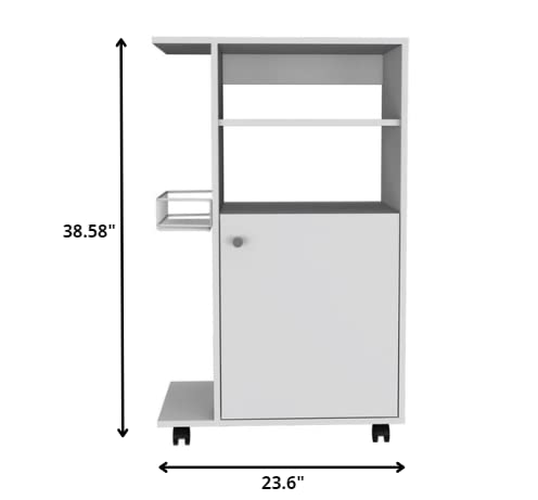 HomeRoots Contemporary White Rolling Kitchen Cart
