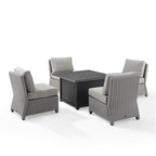 Crosley Bradenton 5Pc Outdoor Wicker Conversation Set W/Fire Table Gray/Gray - Dante Fire Table & 4 Armless Chairs