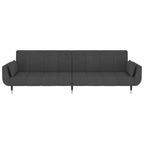 vidaXL Dark Gray Velvet 2-Seater Sofa Bed - Convertible Loveseat Couch with Adjustable Backrests and Pillows for Living Room, Office, Guest Room