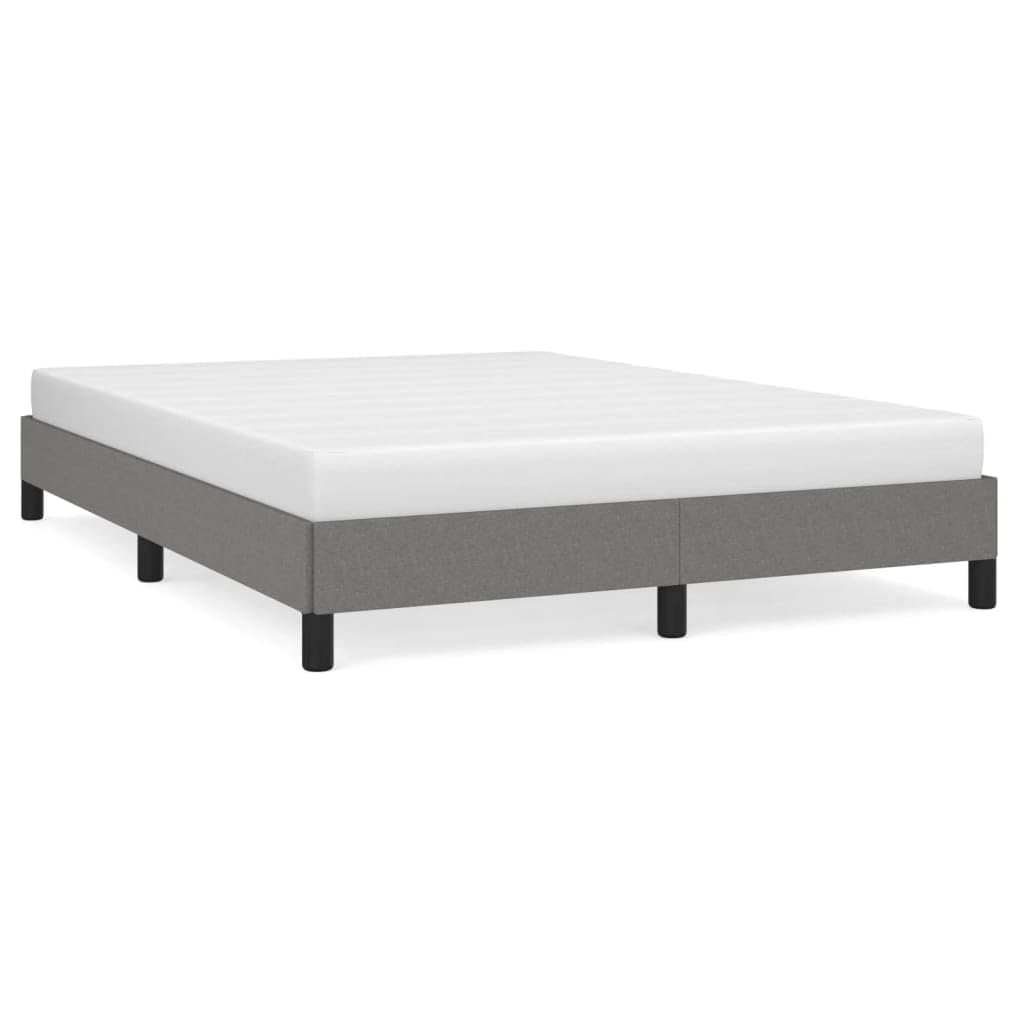 vidaXL Full Fabric Bed Frame in Dark Gray - Polyester, Plywood and Engineered Wood, Suitable for 53.9x74.8 Mattress, Safe and Comfortable for Sound Sleep