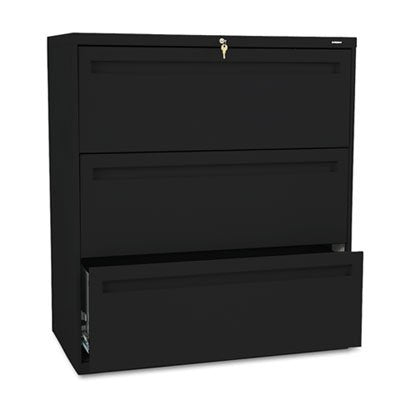 O Hon Company O - 3-Drawer Lateral File, 36&quot;X19-1/4&quot;X40-7/8&quot;, Black