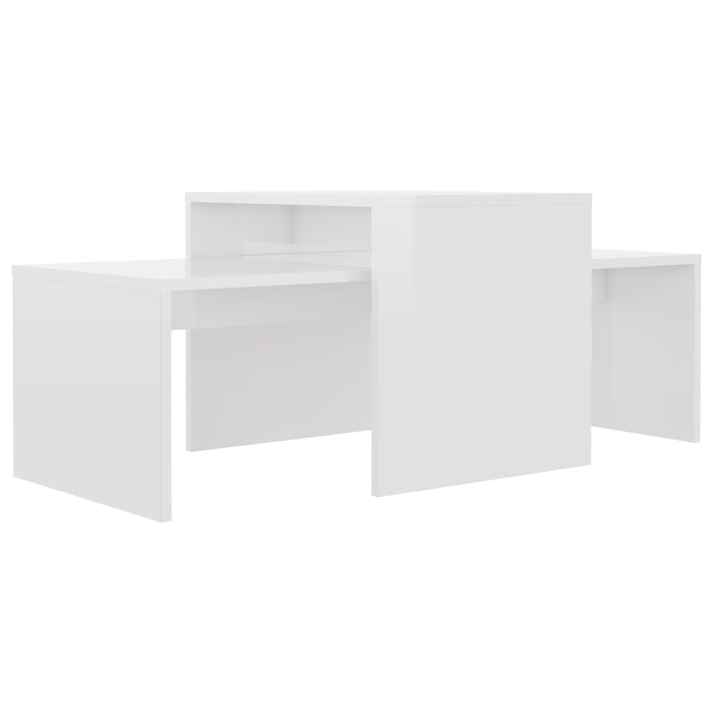 Coffee Table Set High Gloss White 39.4x18.9x15.7 Chipboard