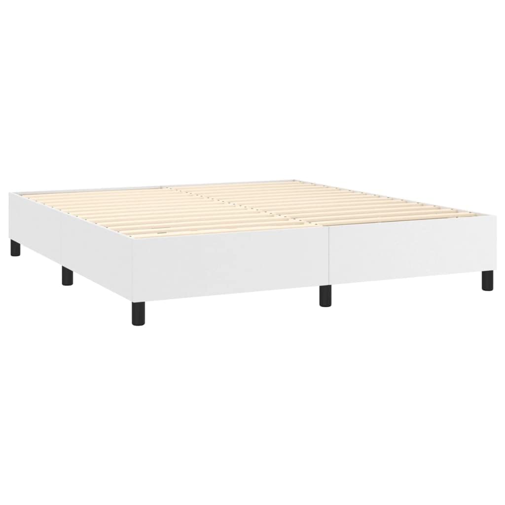 vidaXL Box Spring Bed Frame California King Size | Supportive Engineered Wood Structure | Modern White Faux Leather Finish | Suitable for 72x 83.9 Mattress