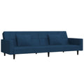 vidaXL Convertible 2-Seater Sofa Bed in Blue Velvet - Versatile Loveseat Couch with Pillows, Wooden Frame, Ideal for Home and Office
