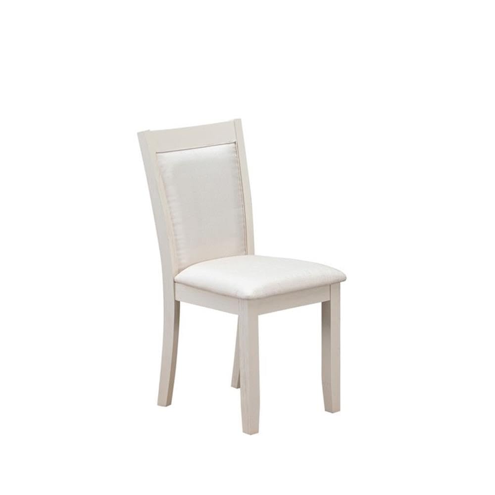 East West Furniture MZC0T01 Monza Parson Dining Chairs - Cream Linen Fabric Upholstered Chairs, Set of 2, Wirebrushed Linen White