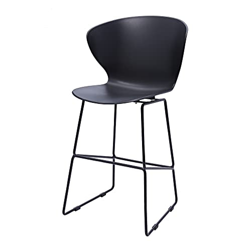 Neos Modern Furniture Midcentury Polypropylene Counter Stool with Metal Legs, 26&quot; Seat Height, Set of 2