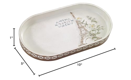 Avanti Linens - Vanity Tray, Hand Painted Resin, Countertop Accessories, Chic Bathroom Decor (Paris Botanique Collection)
